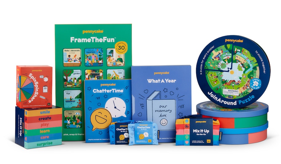 A collection of colorful children's educational products, including games and activity sets.