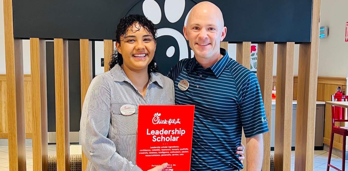Chick-fil-A CEO Andrew Cathy and Yvana Candelario Ocasio.