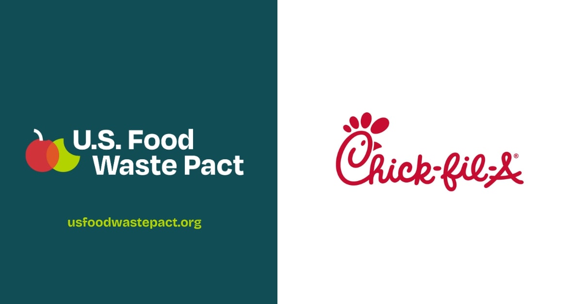 Logos of U.S. Food Waste Pact and Chick-fil-A side by side.