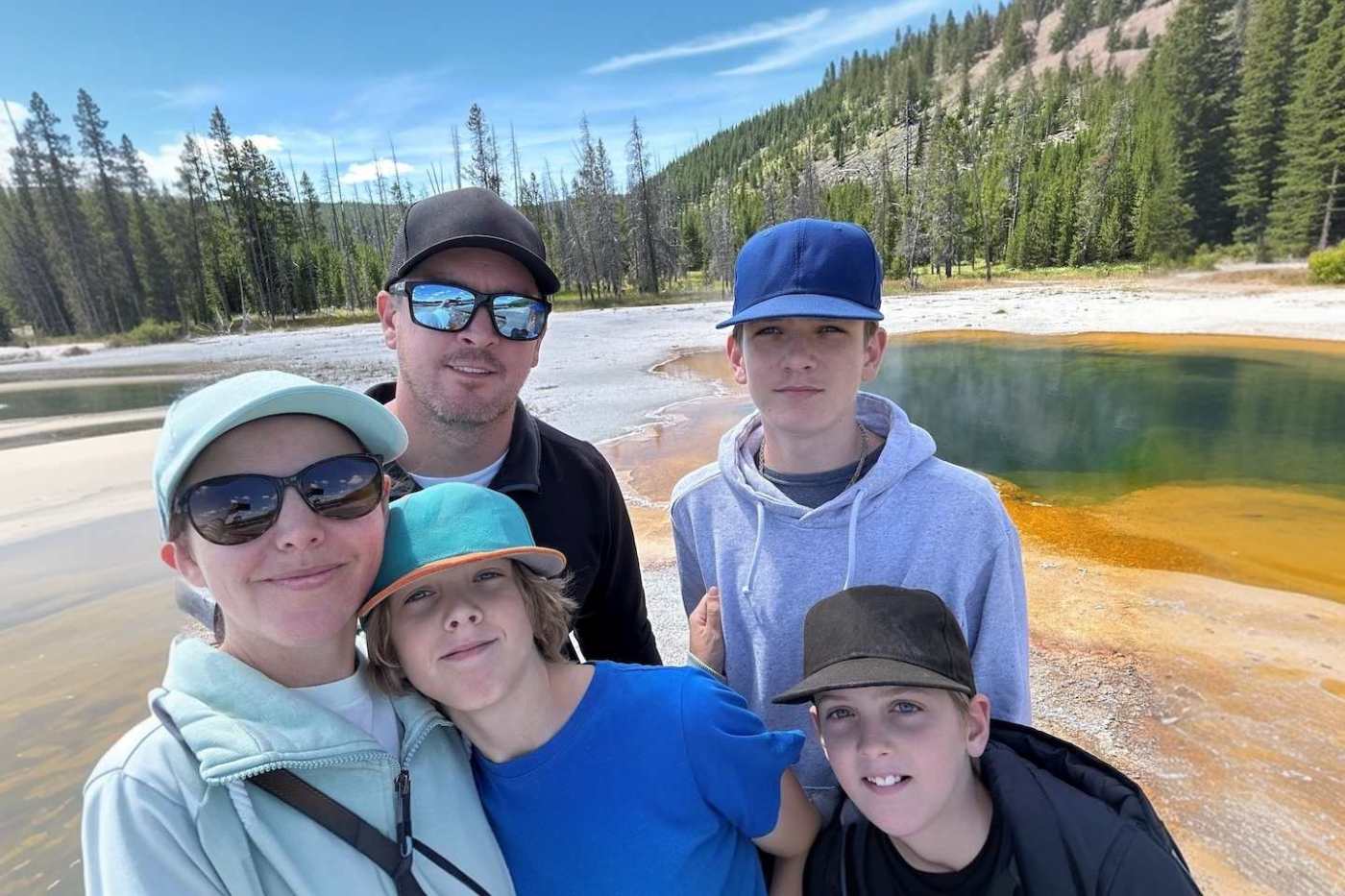 Rob Bourassa, his wife and three kids outside.