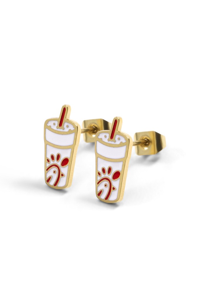 A pair of gold color accented Chick-fil-A Cup Earrings image.