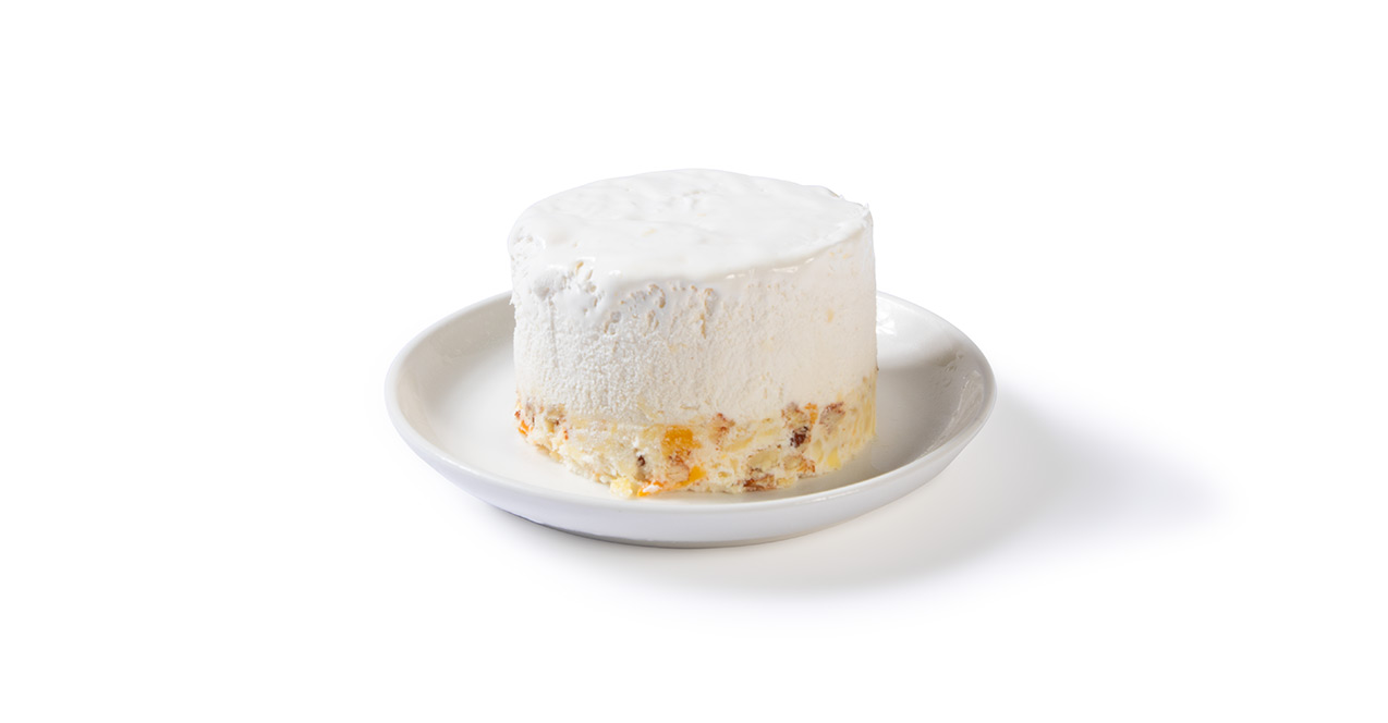 Frozen peach delight on a white plate