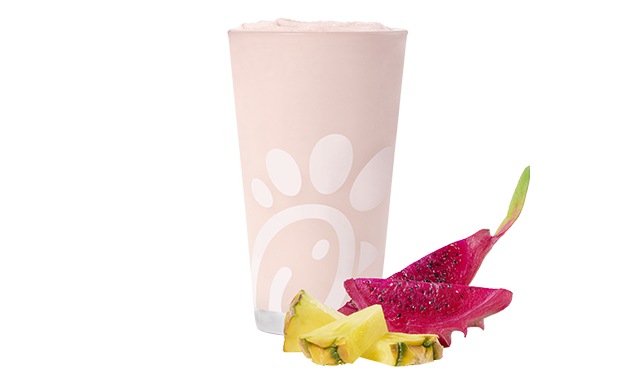 A glass of a Pineapple Dragonfruit Frosted Lemonade