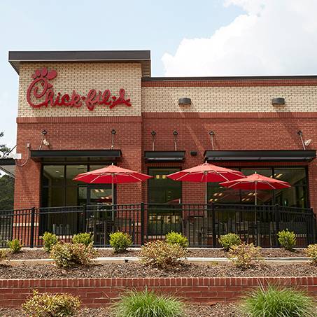 Exterior of Chick-fil-A restaurant.