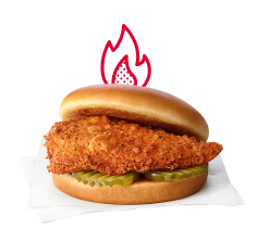 Spicy Chicken Sandwich with flame icon