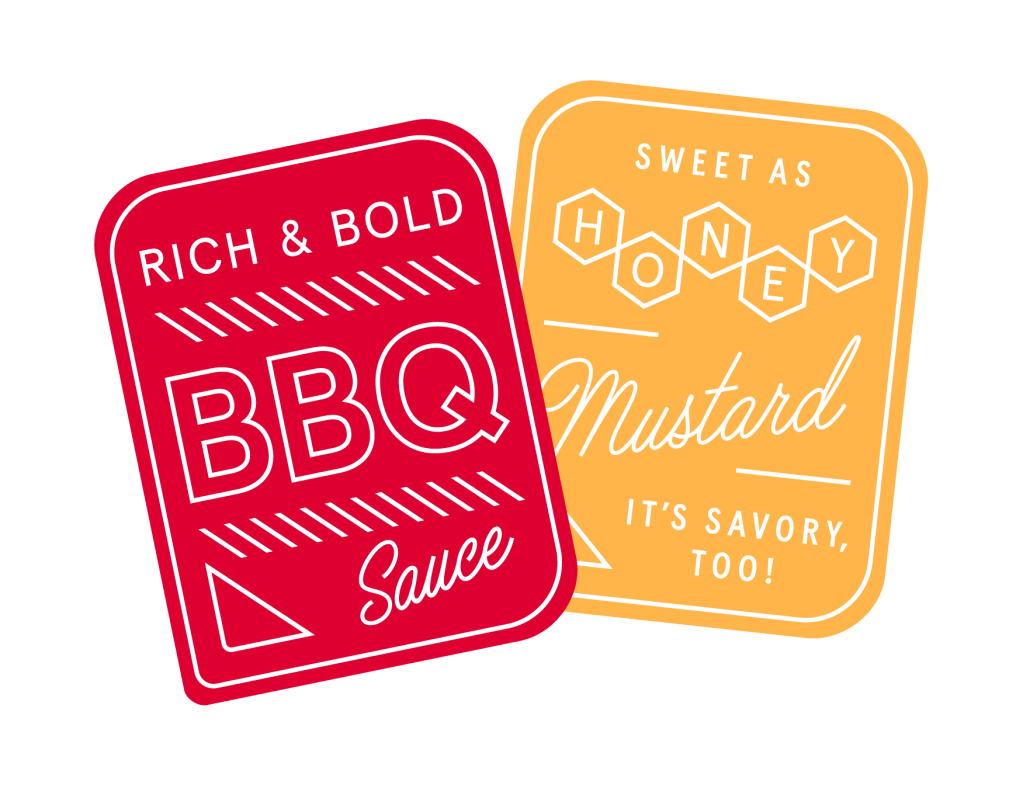 Barbeque Sauce and Honey Mustard Sauce label graphics