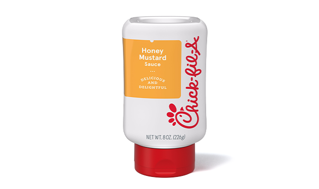 8oz bottle of Honey Mustard Sauce on a white background