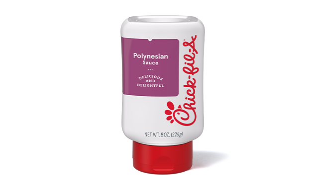 8oz bottle of Polynesian Sauce on a white background