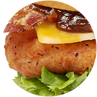 Closeup view of Spicy Smokehouse BBQ Bacon Sandwich.