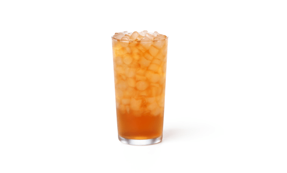Glass of Chick-fil-A Freshly Brewed Iced Tea with a white background.