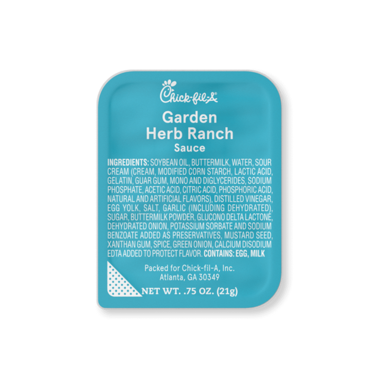 Single serve packet of Garden Herb Ranch Sauce