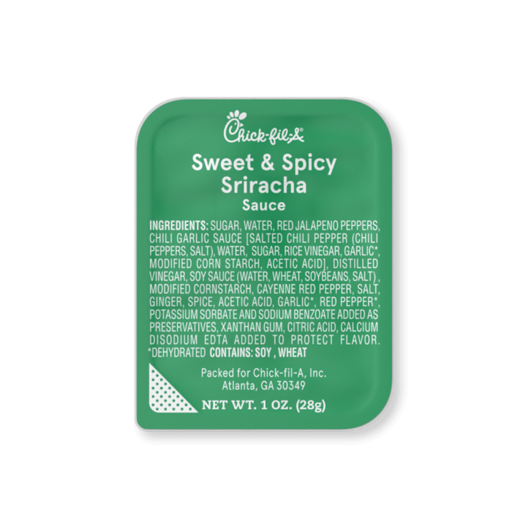 Single serve packet of Sweet & Spicy Sriracha Sauce
