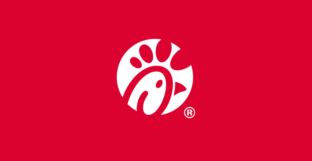 White Chick-Fil-A logo on a red background
