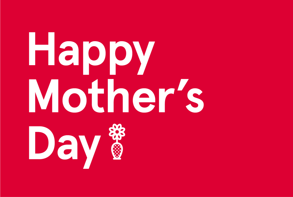 Red background with the words "Happy Mother's Day" written in white.