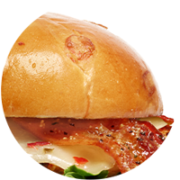 Closeup of Maple-flavored brioche bun