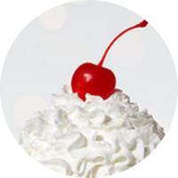 Whipped cream and a Maraschino cherry