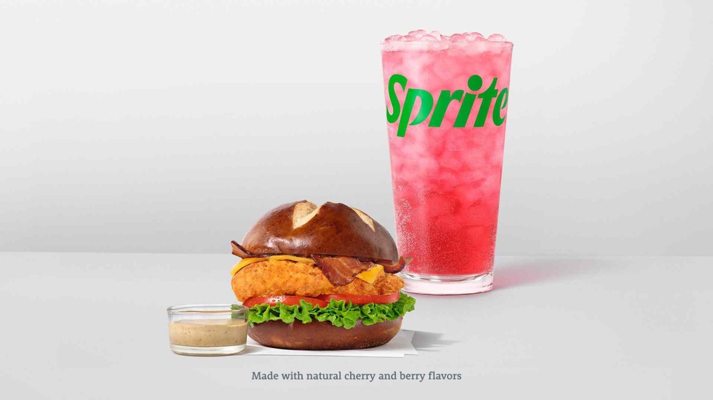 Cherry Berry & Sprite® and the Pretzel Cheddar Club Sandwich.