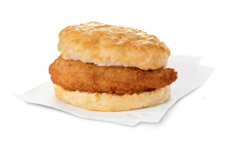 Chick-fil-A® Chicken Biscuit on a white napkin.