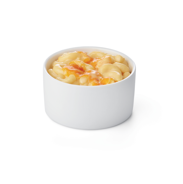 Mac & Cheese in a white ramekin.