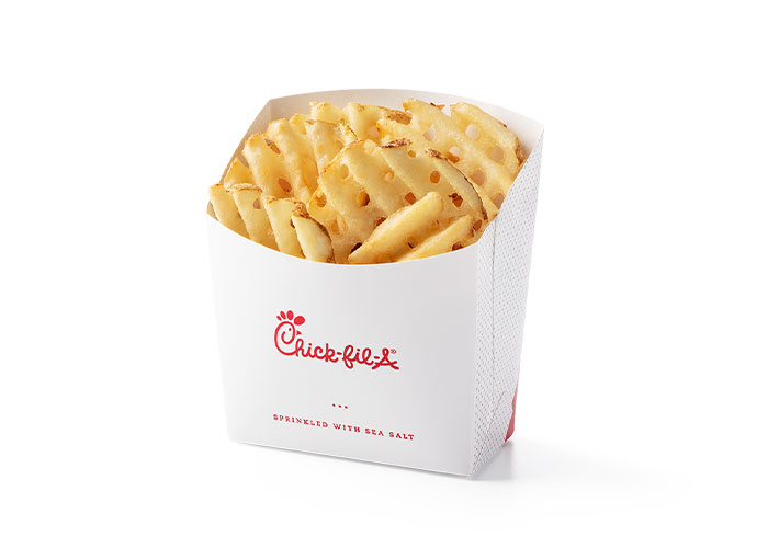 Waffle Fries in a Chick-fil-A branded container.