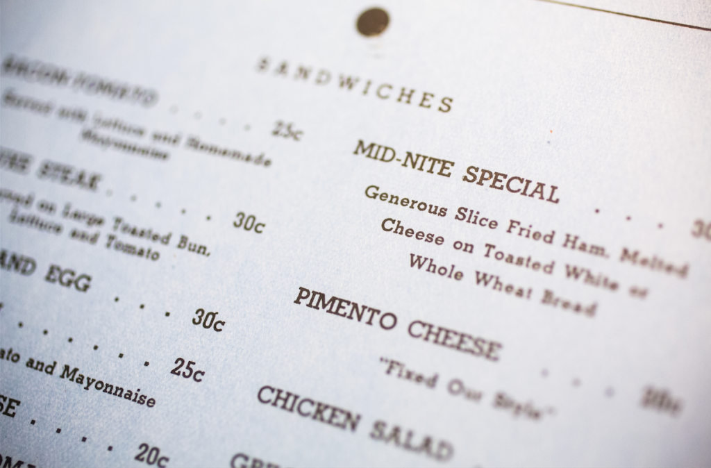 The original Dwarf grill menu with signed letter from Truett Cathy