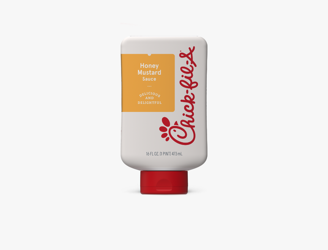 A bottle of Honey & Mustard sauce