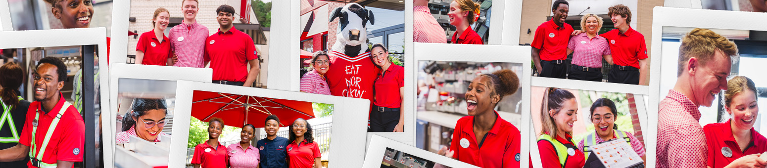 Collage of photos of Team Members, both inside and outside the Restaurant