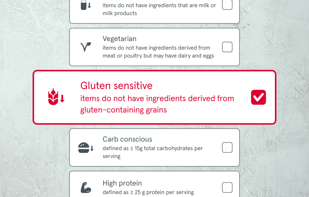 The Dietary preferences section of the Chick-fil-A® App