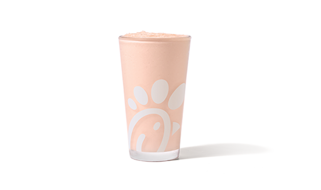 A glass of Strawberry Hibiscus Frosted Lemonade, made with natural strawberry and hibiscus flavors