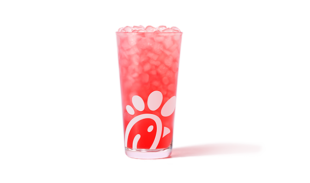 A glass of Strawberry Hibiscus Lemonade, made with natural strawberry and hibiscus flavors