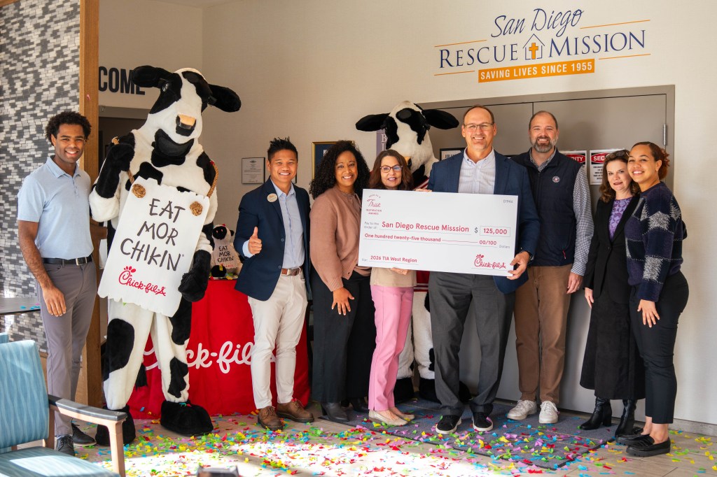 San Diego Rescue Mission received a $125,000 grant through the 2026 Chick-fil-A True Inspiration Awards® program. The organization cares for people and communities by providing trauma-informed support for individuals and families facing homelessness.