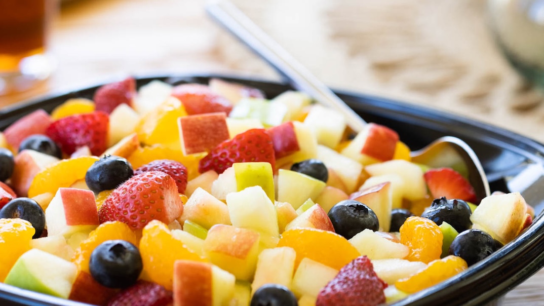 Fruit Tray with a spoon in it