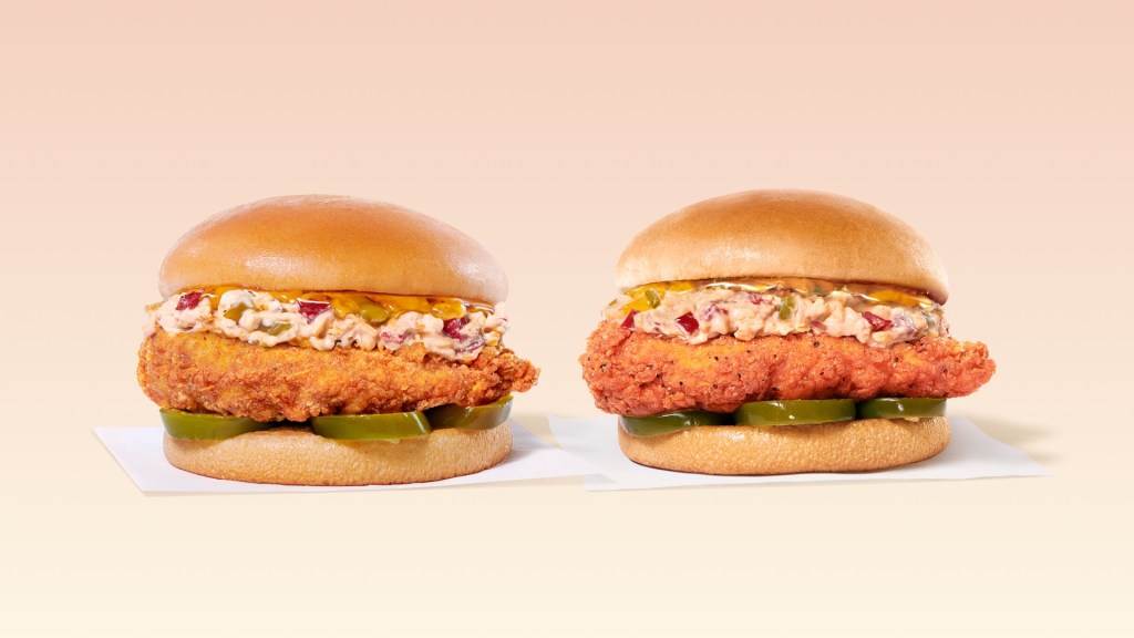 Two Chick-fil-A Honey Pepper Pimento Sandwiches.