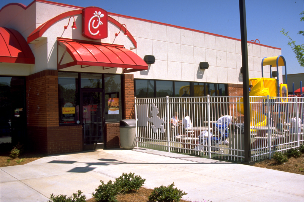 A Chick-fil-A restaurant.