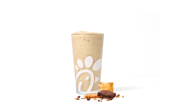 S’mores Frosted Coffee with toasted marshmallows and chocolate shortbread & graham cracker crumbles