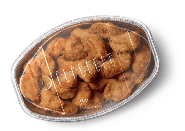 A Football-Shaped Tray with 30-count Chick-fil-A® Nuggets