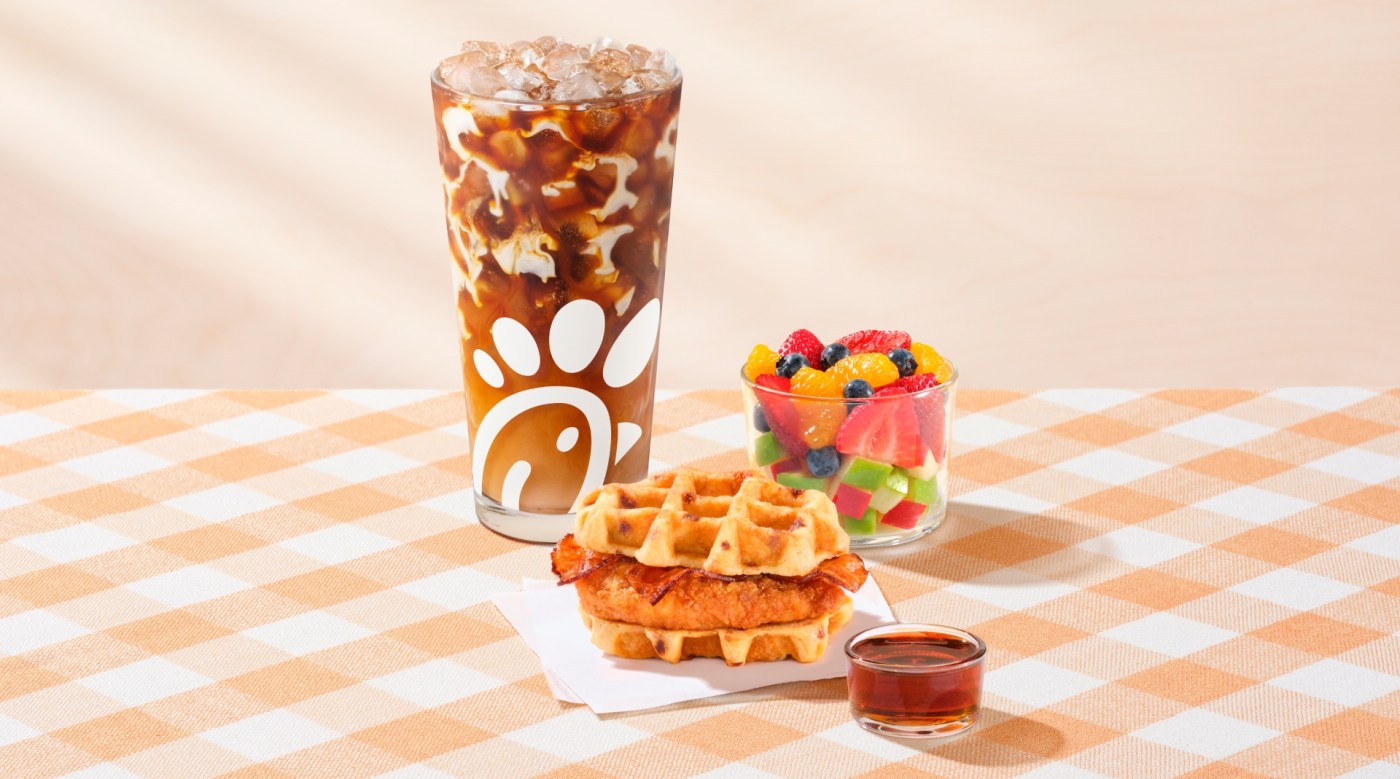 Chick-fil-A Chicken & Waffles breakfast meal.